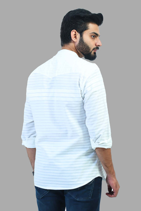 Veshbhoshaa Bluebird Men'S White Casual Short Kurta