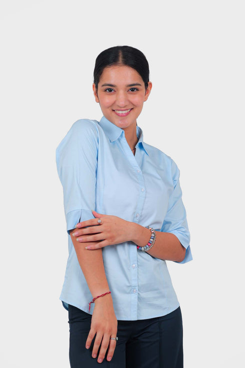Veshbhoshaa Bluebird Women'S Sky Blue Formal Shirt