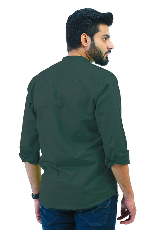 Veshbhoshaa Bluebird Men'S Green Casual Short Kurta