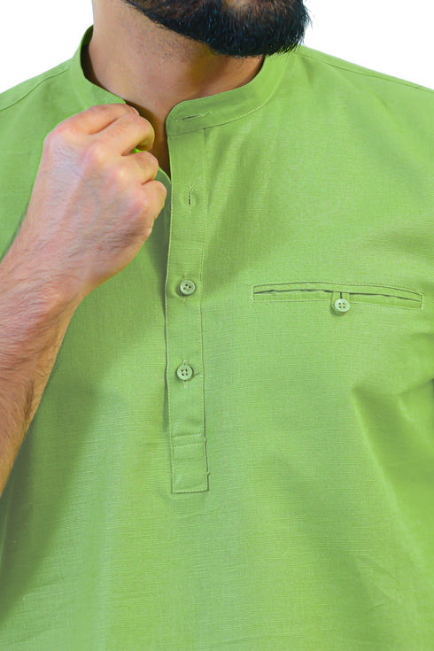 Veshbhoshaa Bluebird Men'S Green Casual Short Kurta