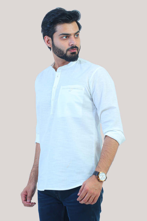 Veshbhoshaa Bluesaanchi Men'S White Short Kurta