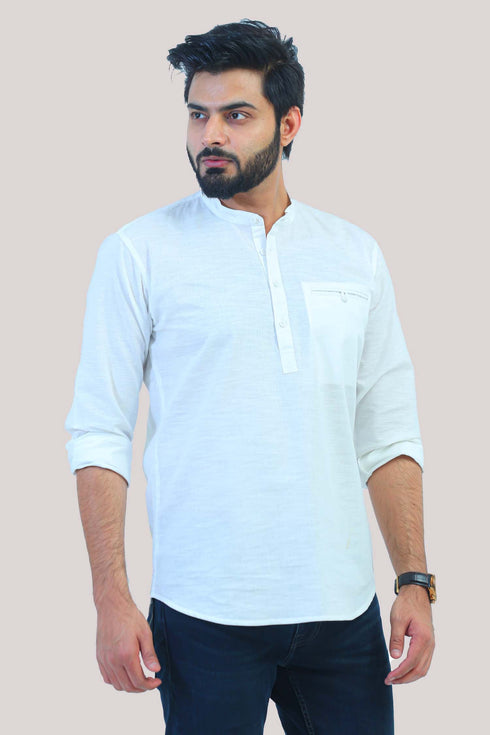 Veshbhoshaa Bluesaanchi Men'S White Short Kurta