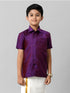 Ramraj Cotton Boys Silk Cotton Violet Half Sleeves Shirt K21