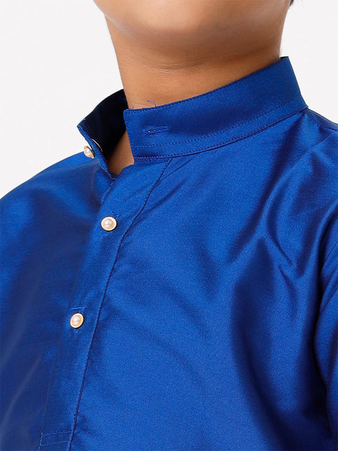 Ramraj Cotton Boys Full Sleeves Royal Blue Shiny Kurta K5