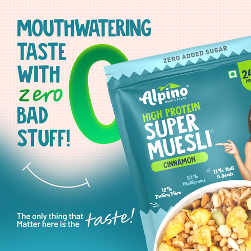 Alpino Zero Added Sugar High Protein Super Muesli Cinnamon