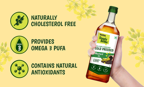 Tata Simply Better Mustard Oil 1L | 100% Pure | Unrefined & Cold-pressed | Hexane-Free