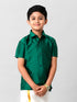 Ramraj Cotton Boys Silk Cotton Dark Green Half Sleeves Shirt K9