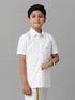 Ramraj Cotton Boys Cotton Half Sleeves White Shirt