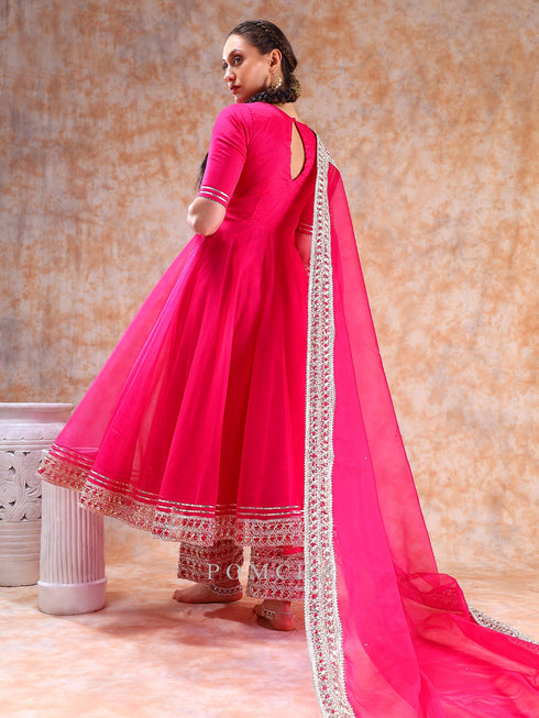 Pomcha Jaipur Dil Kash Hot Pink Anarkali Set