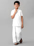 Ramraj Cotton Boys Readymade Single Layer White Dhoti With Silver Jari Border