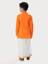 Ramraj Cotton Boys Breeze Cotton Full Sleeves Orange Kurta with Dhoti Combo