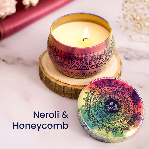 Bryan & Candy Cherry Blossom Vintage Sandalwood Neroli & Honey comb Lavender & Chamomile Candle 100 GM Pack of 4