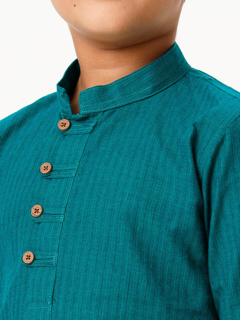 Ramraj Cotton Boys Breeze Cotton Full Sleeves Peacock Green Kurta