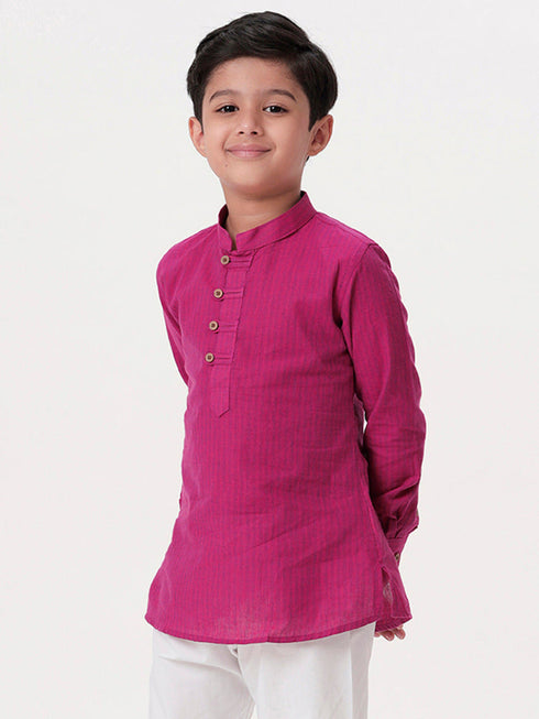 Ramraj Cotton Boys Breeze Cotton Full Sleeves Purple Kurta