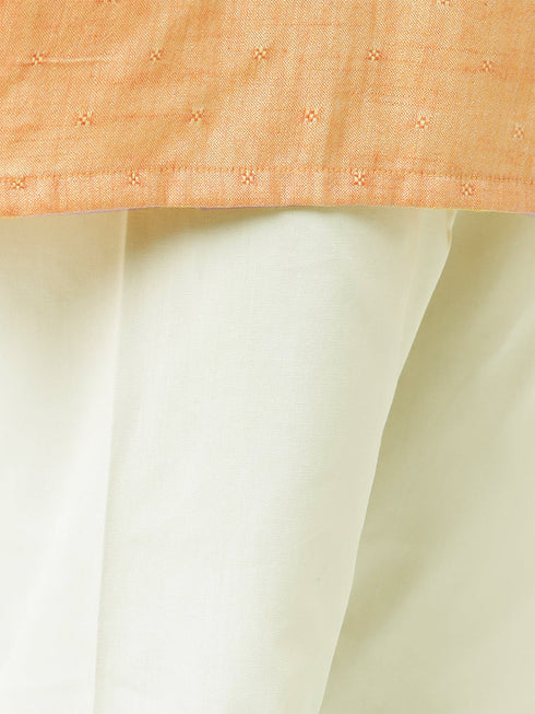 Ramraj Cotton Boys Best Orange Kurta With Cream Pyjama Set BK03