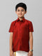 Ramraj Cotton Boys Silk Cotton Red Half Sleeves Shirt K8