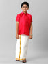Ramraj Cotton Boys Silk Cotton Dark Pink Half Sleeves Shirt K13