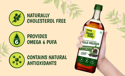 Tata Simply Better Sesame (Gingelly) Oil 1L | 100% Pure | Unrefined & Cold-pressed | Hexane-Free