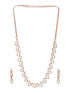 Rose Gold Toned Cubic Zircon Studded Pear Shaped Minimal Jewellery Set