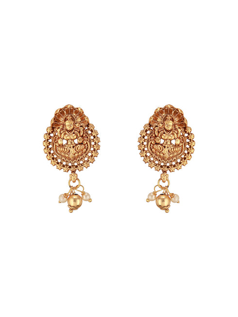 Gold Polish Flexible Brass Chain Minimal Temple Lakshmiji Jewellery Set