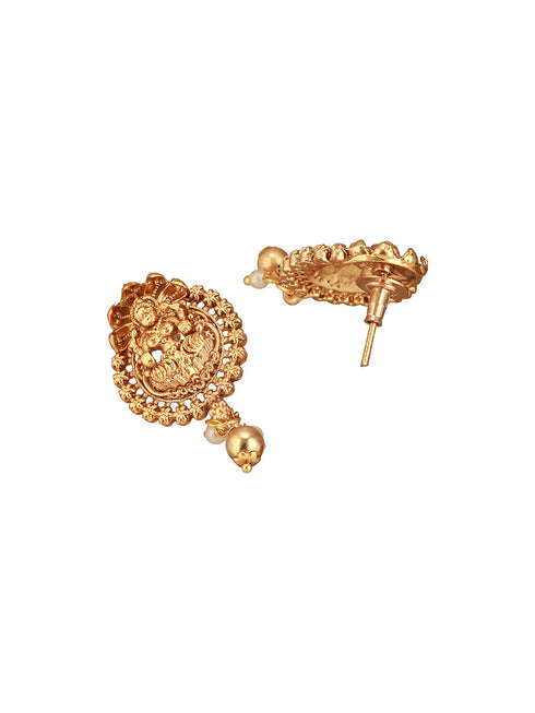 Gold Polish Flexible Brass Chain Minimal Temple Lakshmiji Jewellery Set
