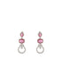 White Rhodium Red Ruby Studded Leaf Design Statement Jewellery Set