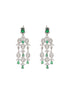 Silver Toned Emerald Green AD Studded Statement necklace Jewellery Set