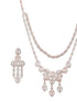 Rose Gold Toned Zircon Studded 2 - Lined Layered Statement Necklace Jewellery Set