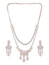 Rose Gold Toned Zircon Studded 2 - Lined Layered Statement Necklace Jewellery Set