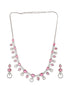 White Rhodium Red Ruby Studded Leaf Design Statement Jewellery Set