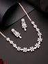 Rose Gold Plated AD Studded Floral Delicate Jewellery Set
