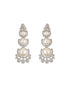 Silver Toned AD & Pearl Studded Floral Statement Necklace Jewellery Set
