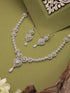 Silver Plated Zircon Studded Heart Shaped Designer Pendant Jewellery Set