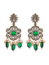Gold-Plated Green Uncut Polki & Faux Pearl Beaded Long Jewellery Set