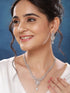 Silver Plated Zircon Studded Heart Shaped Designer Pendant Jewellery Set