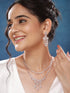 Rose Gold Toned Zircon Studded 2 - Lined Layered Statement Necklace Jewellery Set