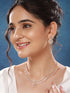 Gold Toned AD Studded Floral Drop Minimal Jewellery Set