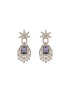 Silver Toned Purple Blue AD Zirconia Studded Floral Designer necklace Jewellery Set