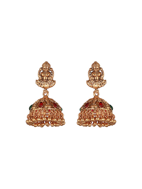 Gold Plated Lakshmi Motif Temple Bridal Necklace Jewellery Set