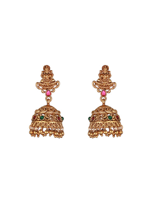 Elegant Gold Plated Floral Necklace Jewellery Set with Matching Earrings