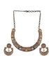 Dual Toned Oxidised Silver Lookalike Floral Tribal Hasli With Chandbali Jewellery Set