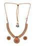Antique Gold Plated Intricate Temple Floral Pendant Jewellery Set