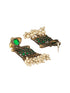 Silver Oxidised Dual Toned Green Stone & Pearl Beaded Designer Tribal Hasli Necklace Jewellery Set