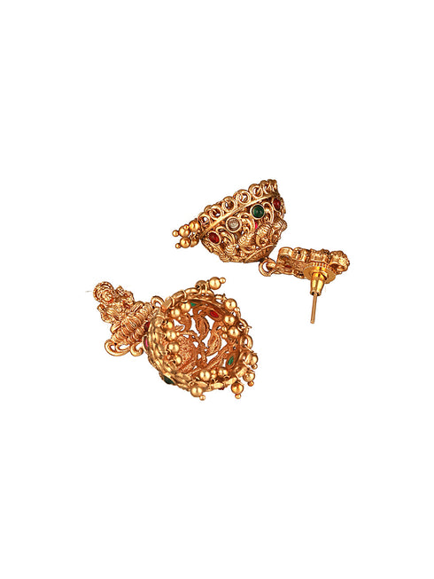 Elegant Gold Plated Floral Necklace Jewellery Set with Matching Earrings