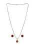 Silver Oxidies red stons studed minimal locket jewellery set