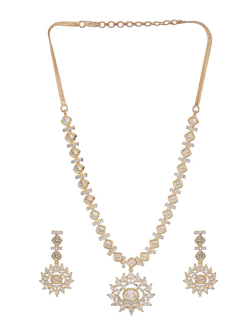Gold Toned AD Studded Star Shaped Minimal Jewellery Set