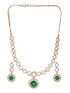 Gold Toned Emerald Green AD Studded Statement Link Pendant Jewellery Set