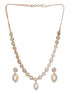 Gold Toned AD Studded Minimal Leaf Design Pendant Jewellery Set