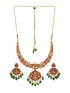 Gold Polish Red Coral Studded Lakshmiji Temple Necklace Jewellery Set
