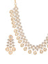 Gold Dual Toned C Zircon Studded Statement Geometric Partywear Necklace Jewellery Set